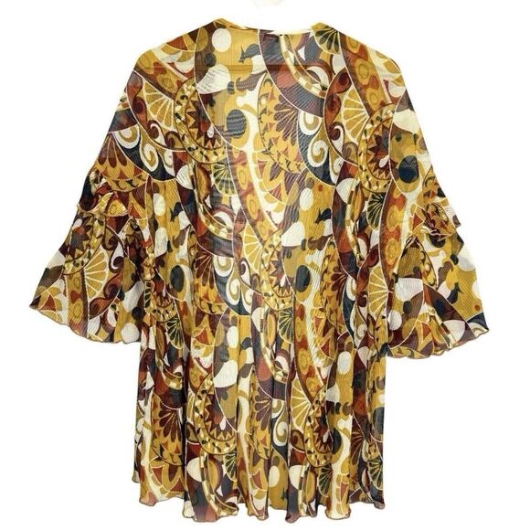 Cato Mesh Kimono Cardigan Top Size M Multicolor Flared Sleeves Boho Fairy Beachy - Picture 3 of 6
